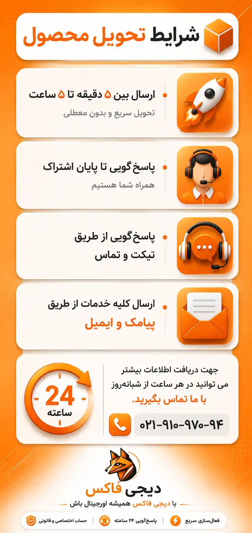 توضیحات ارسال محصولات دیجی فاکس