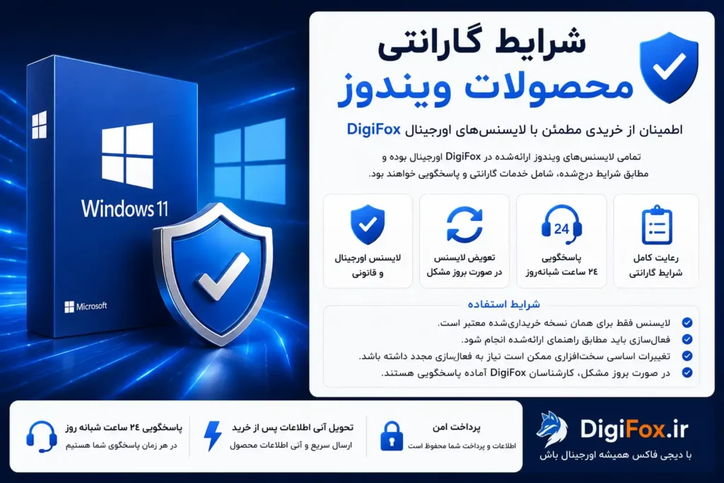 شرایط گارانتی محصولات ویندوز در دیجی‌فاکس