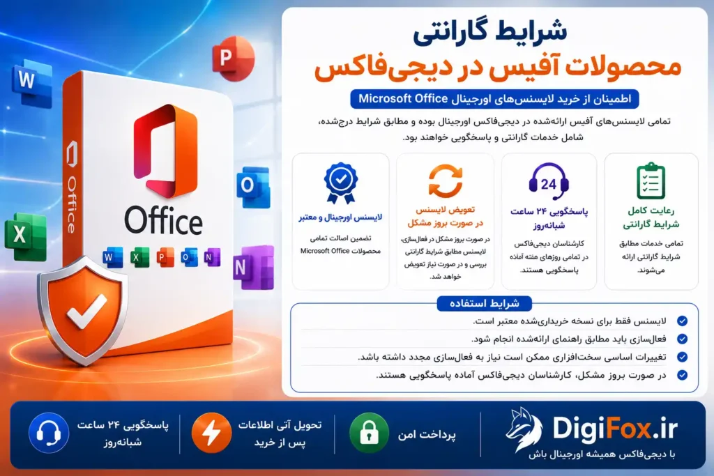 شرایط گارانتی محصولات آفیس در دیجی‌فاکس